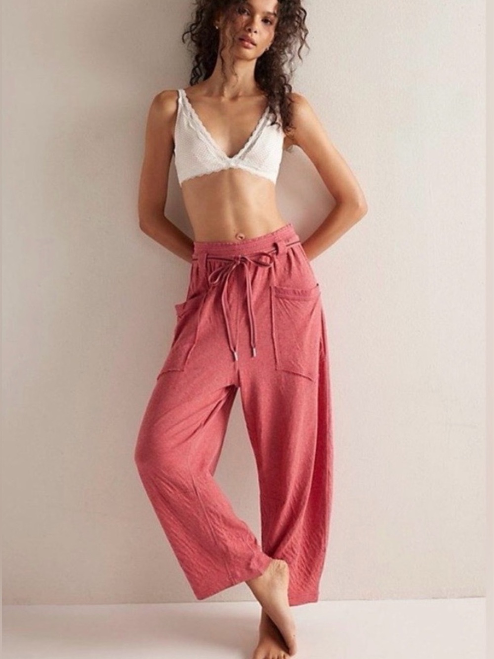 NWT Free People Wait A Minute Barrel Pants in Dusty Rose size large